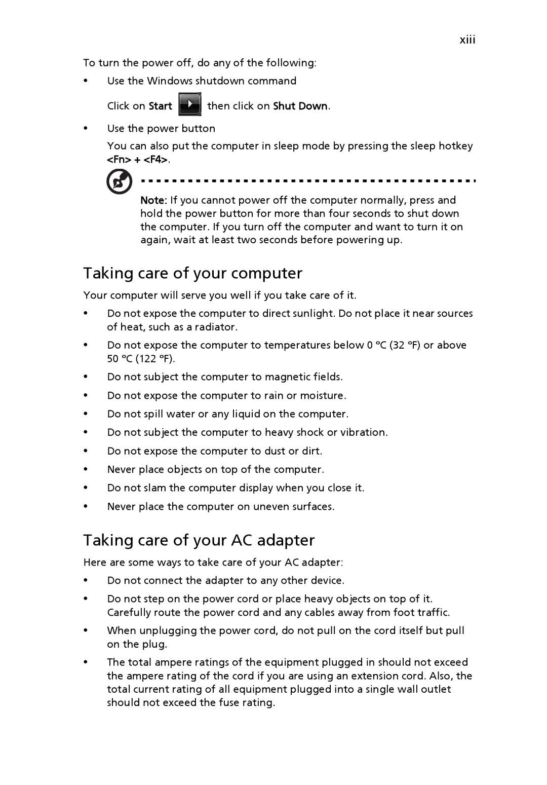 Acer V5-571-6499, PT.SHVP2.002, NU.SH3AA.007, NXM81AA018 manual Taking care of your computer, Taking care of your AC adapter 