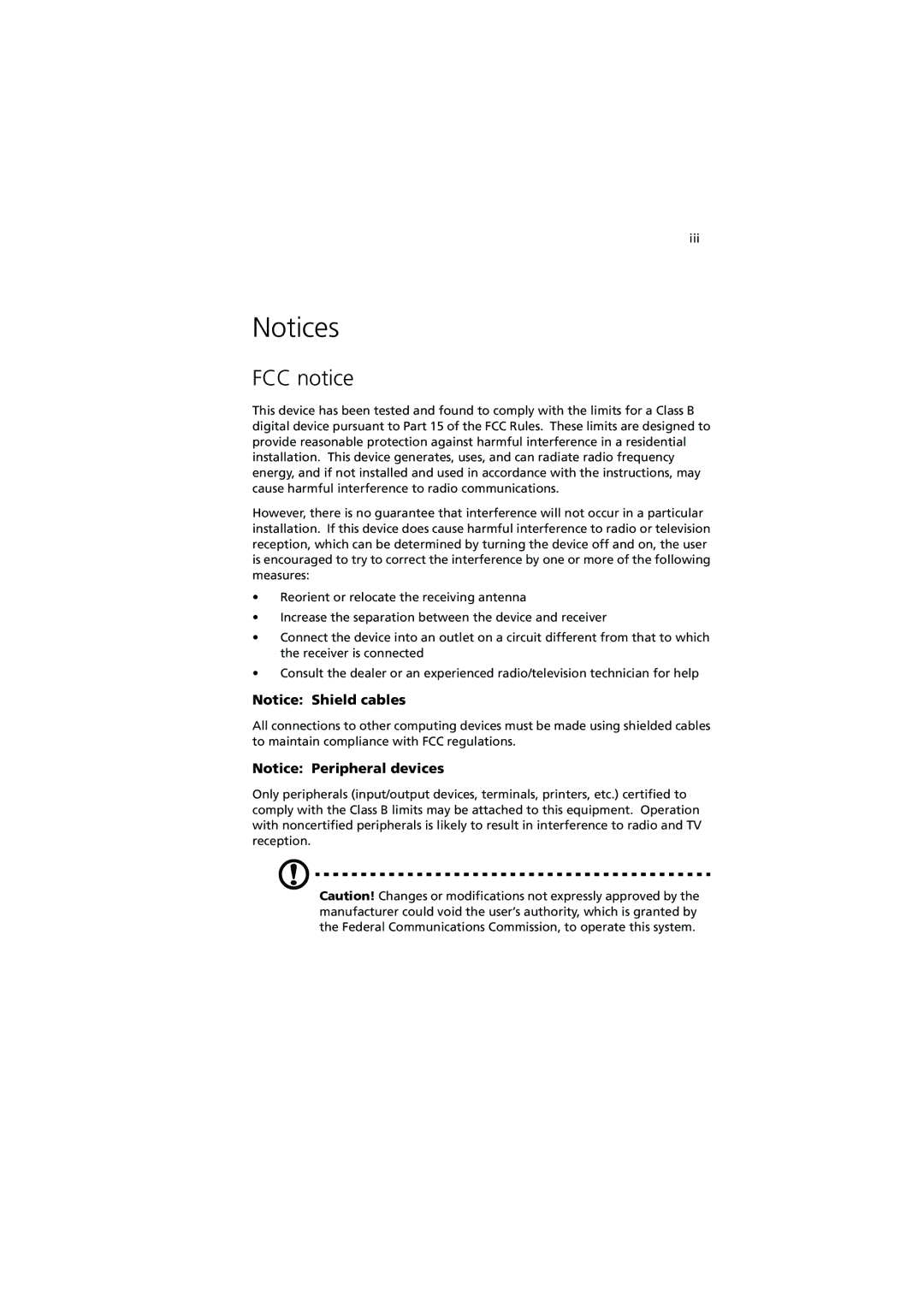 Acer R300 manual FCC notice 