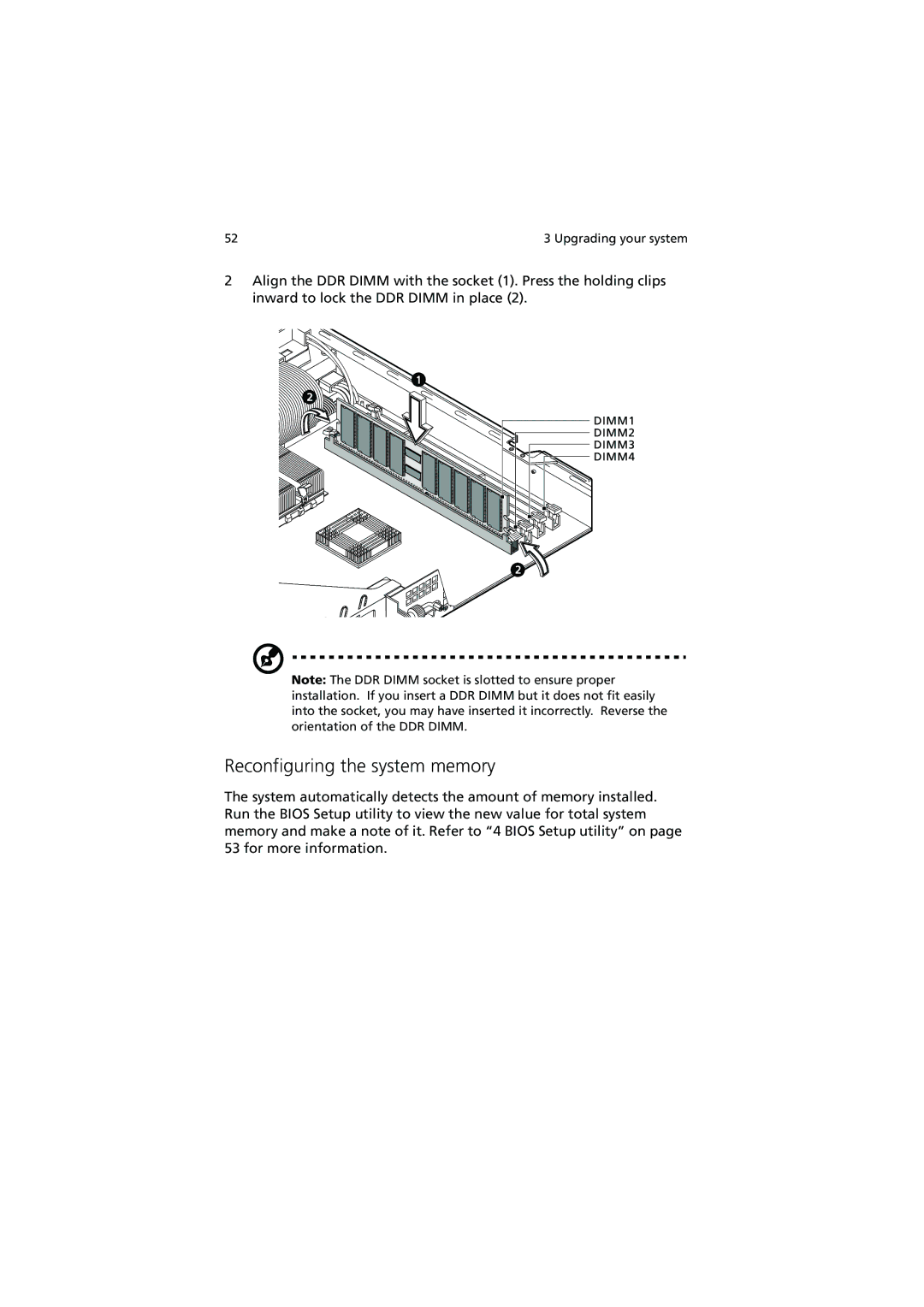 Acer R300 manual Reconfiguring the system memory 