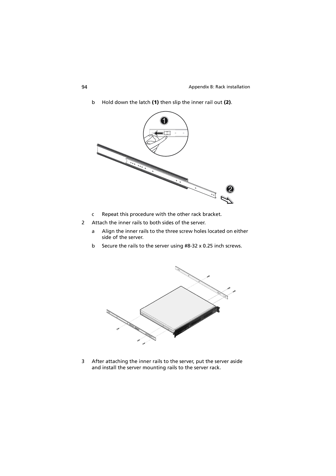 Acer R310 manual Appendix B Rack installation 