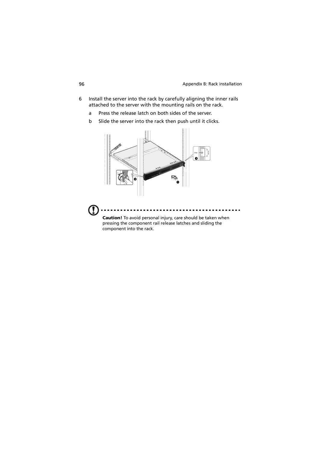 Acer R310 manual Appendix B Rack installation 