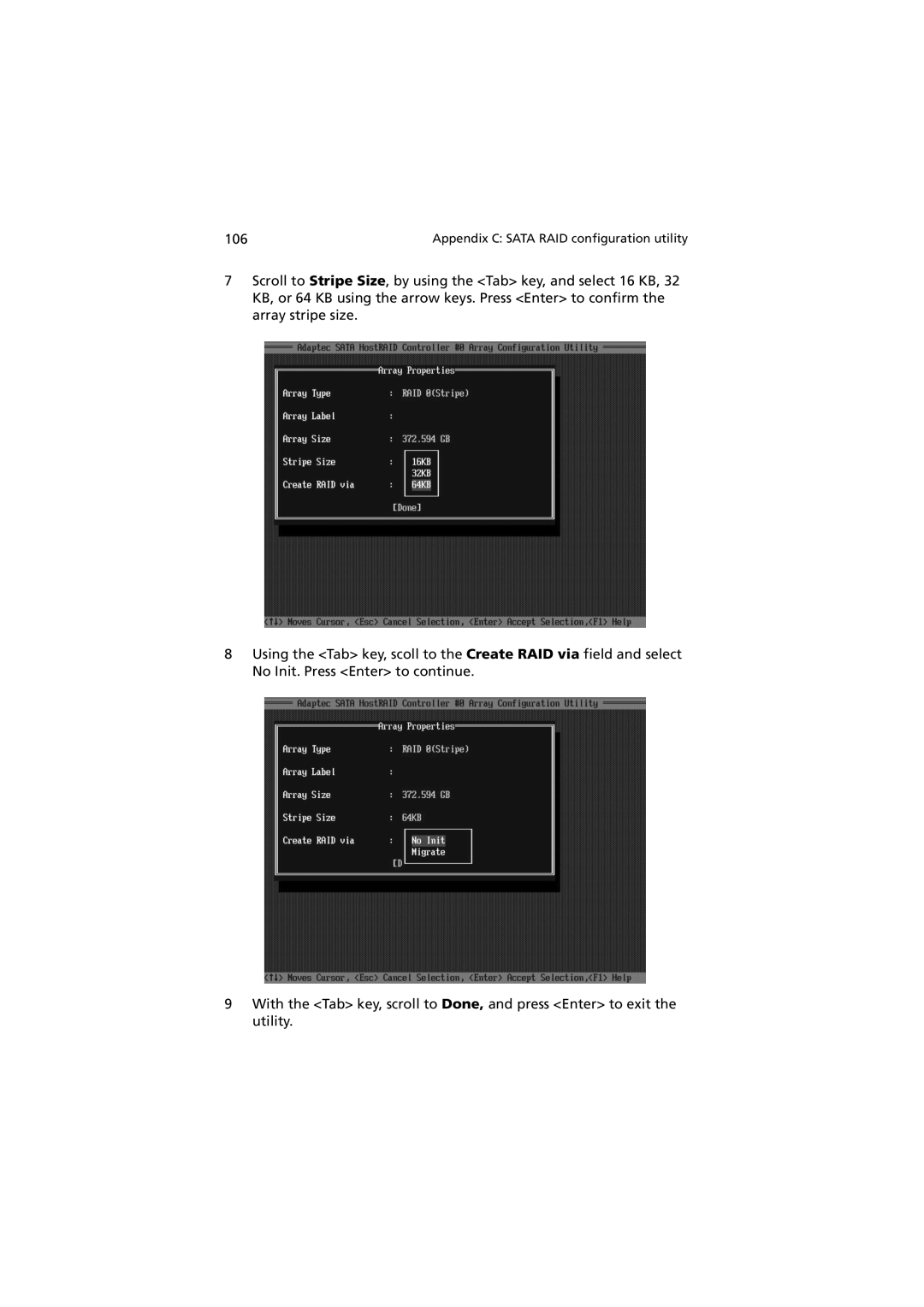 Acer R310 manual Appendix C Sata RAID configuration utility 