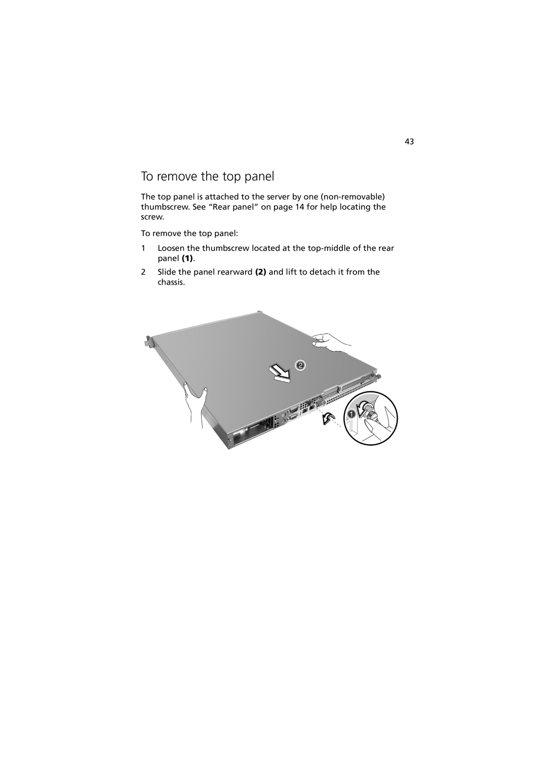 Acer R310 manual To remove the top panel 