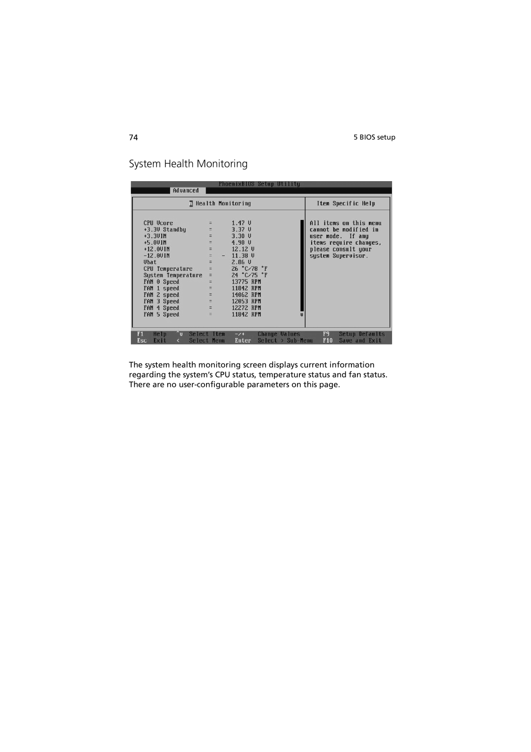 Acer R310 manual System Health Monitoring 