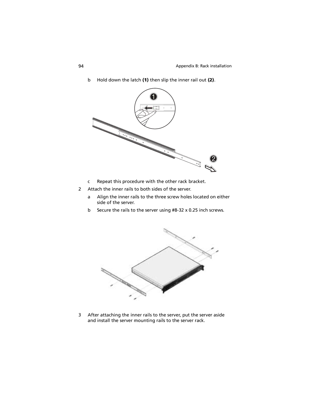 Acer R310 manual Appendix B Rack installation 