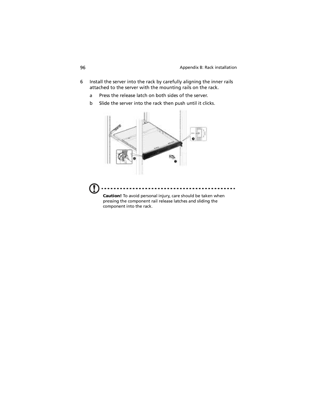 Acer R310 manual Appendix B Rack installation 