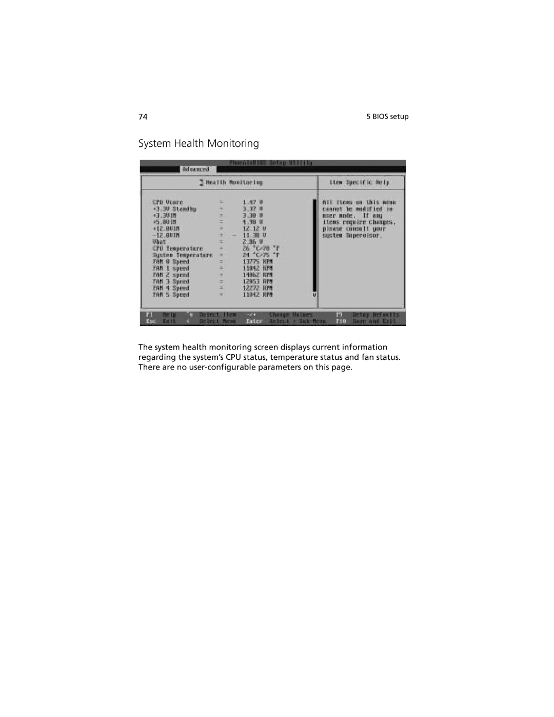 Acer R310 manual System Health Monitoring 