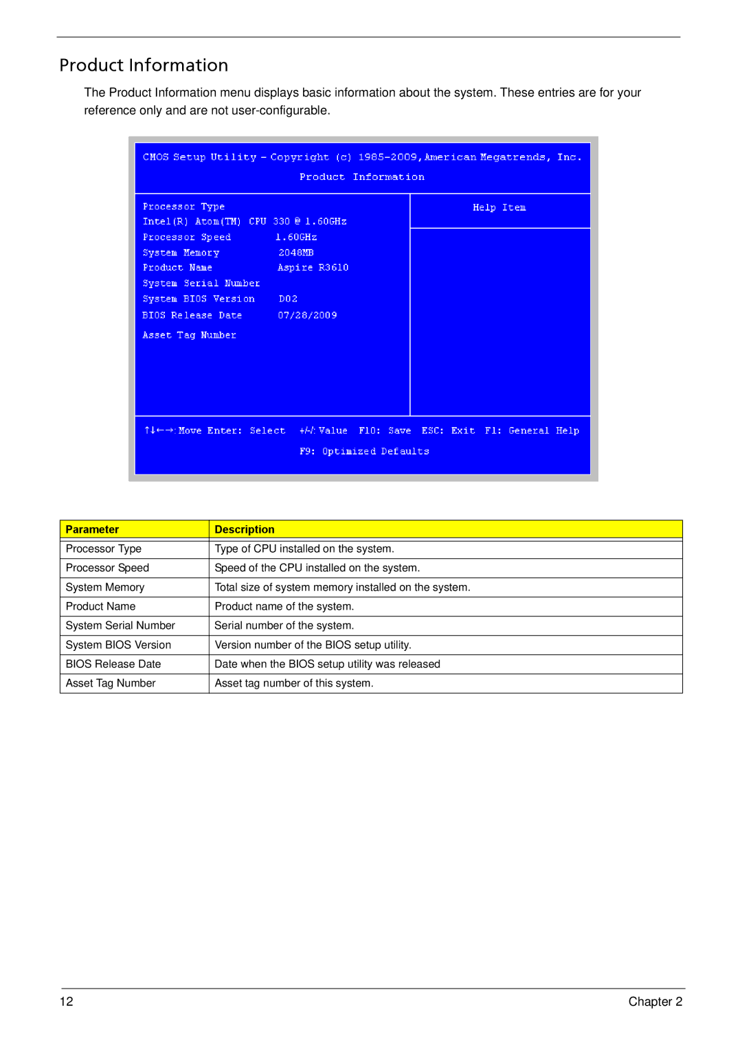 Acer R3610 manual Product Information 