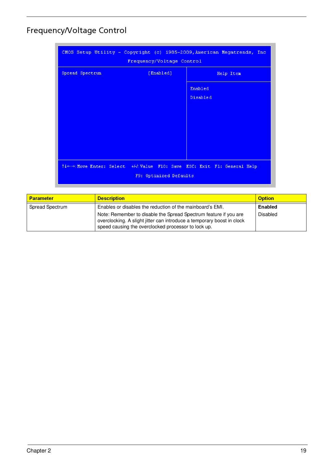 Acer R3610 manual Frequency/Voltage Control 