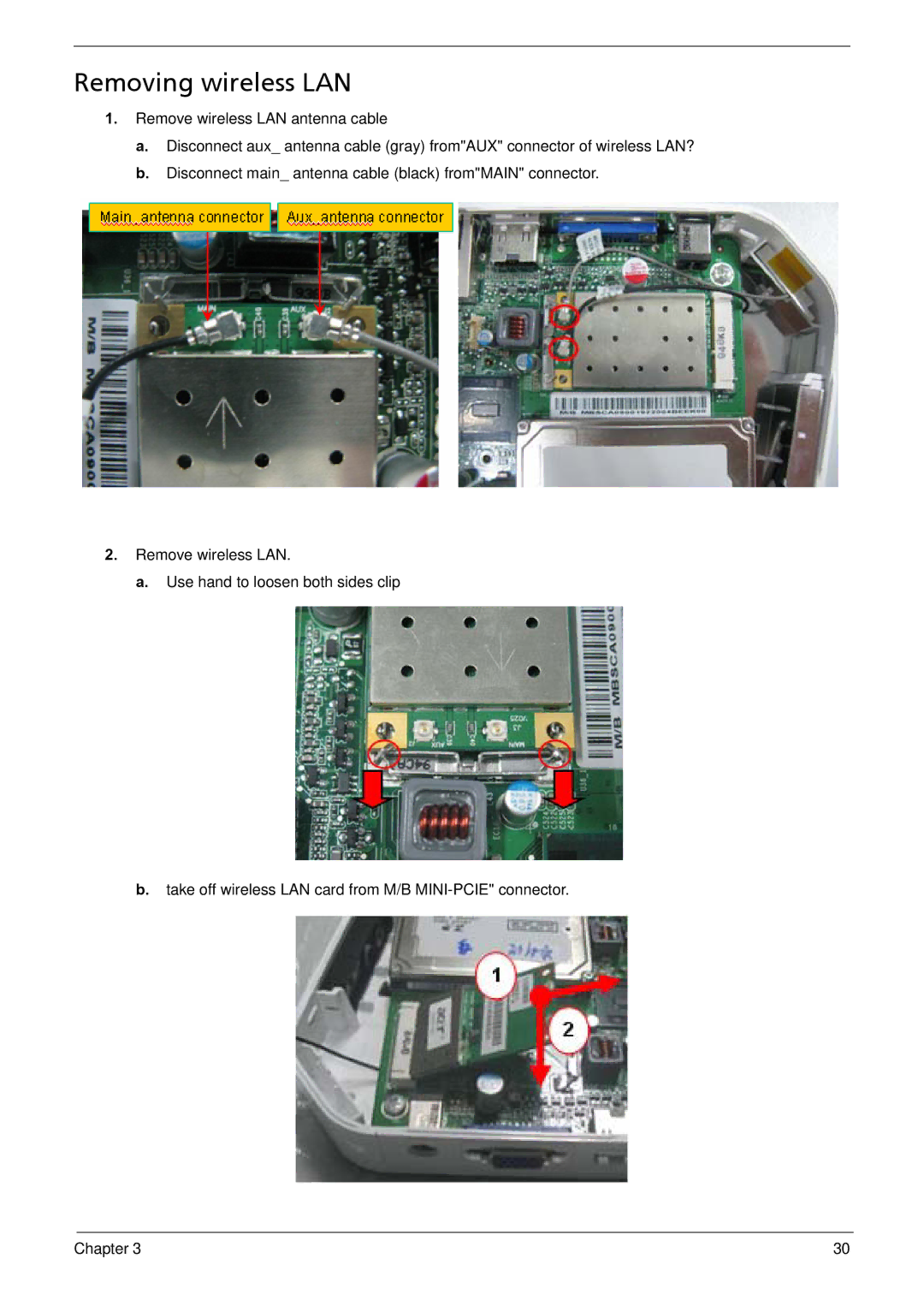 Acer R3610 manual Removing wireless LAN 