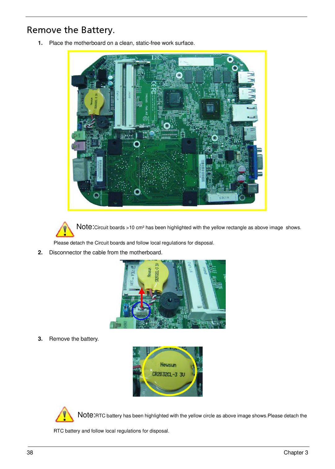 Acer R3700 manual Remove the Battery 