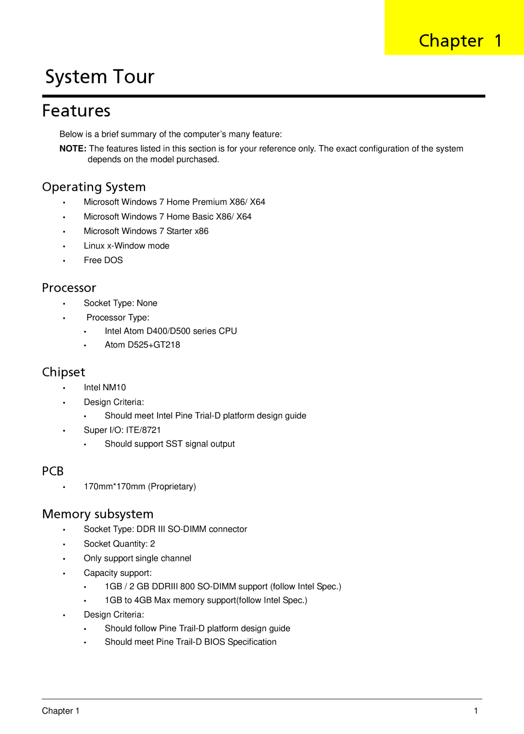 Acer R3700 manual Chapter, Features 