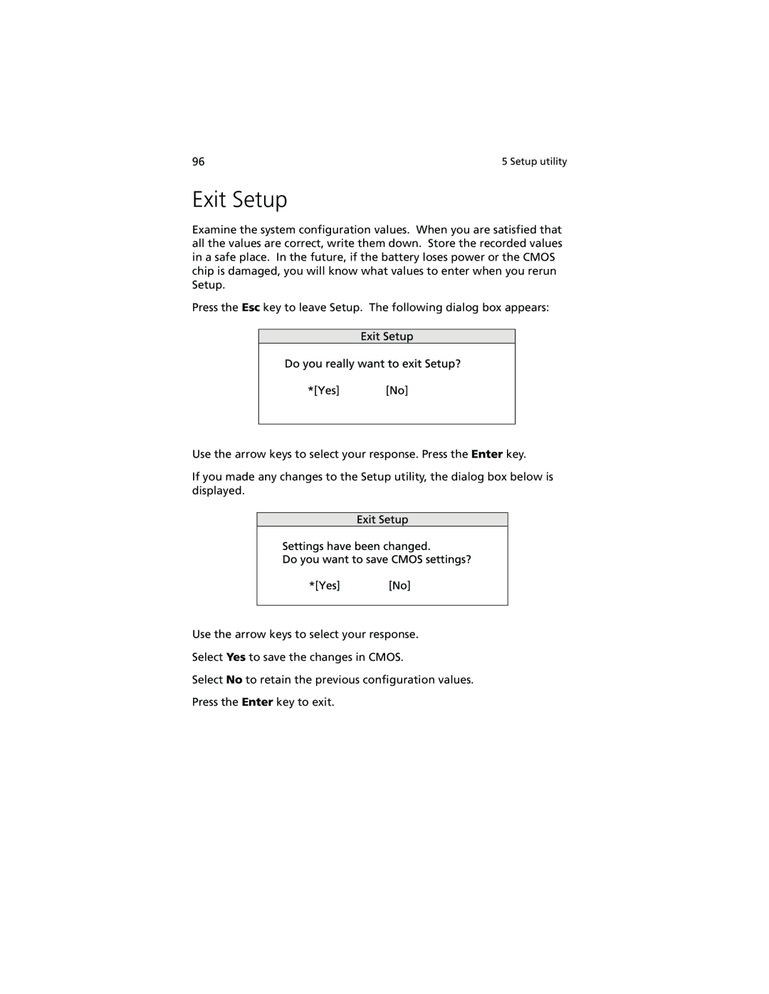 Acer R500 manual Exit Setup 