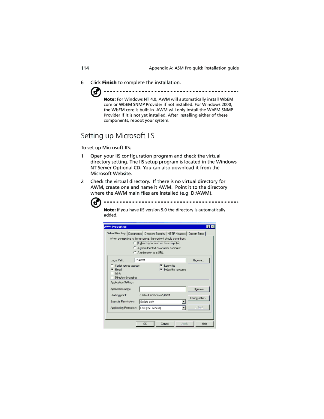 Acer R500 manual Setting up Microsoft IIS 