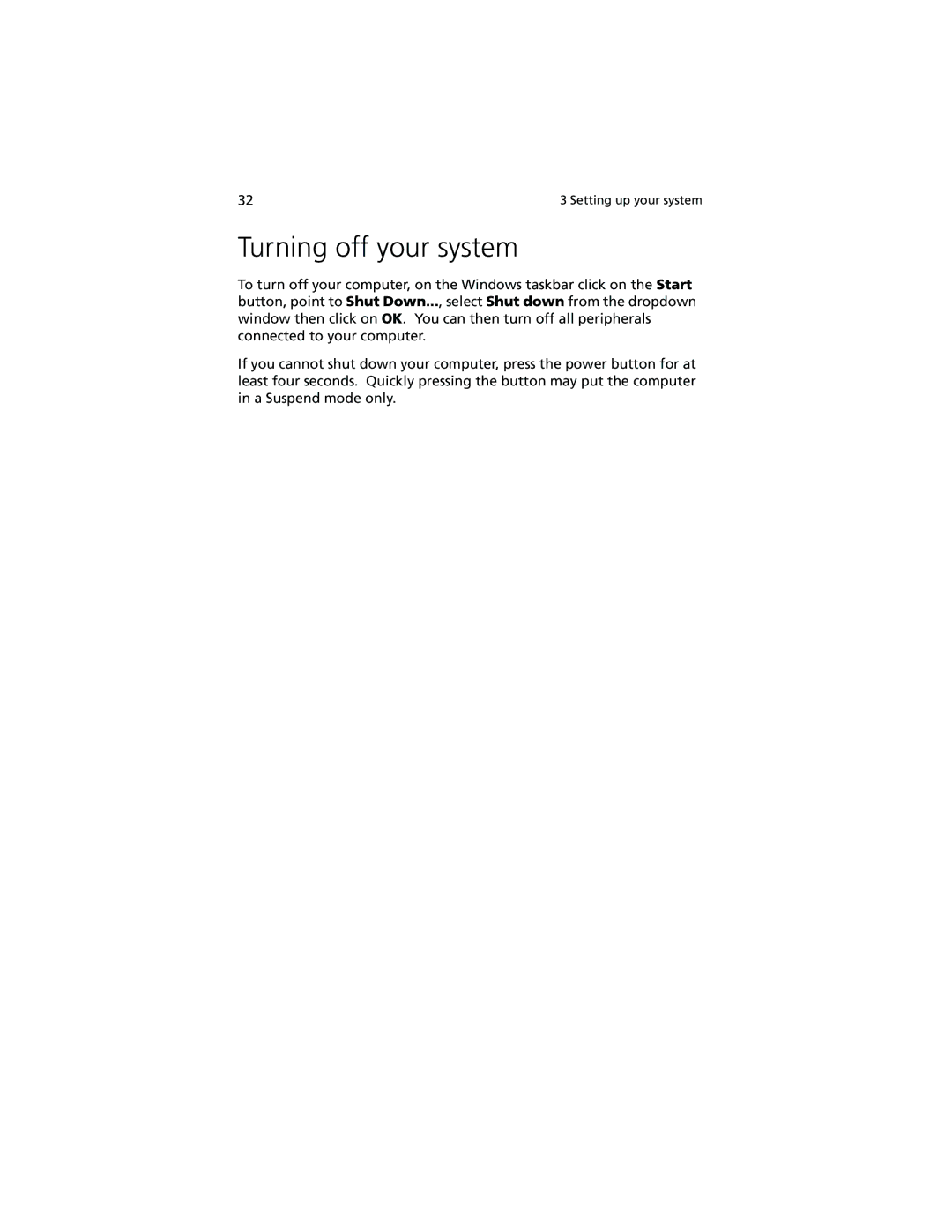 Acer R500 manual Turning off your system 