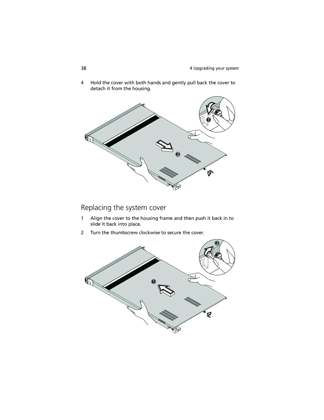 Acer R500 manual Replacing the system cover 