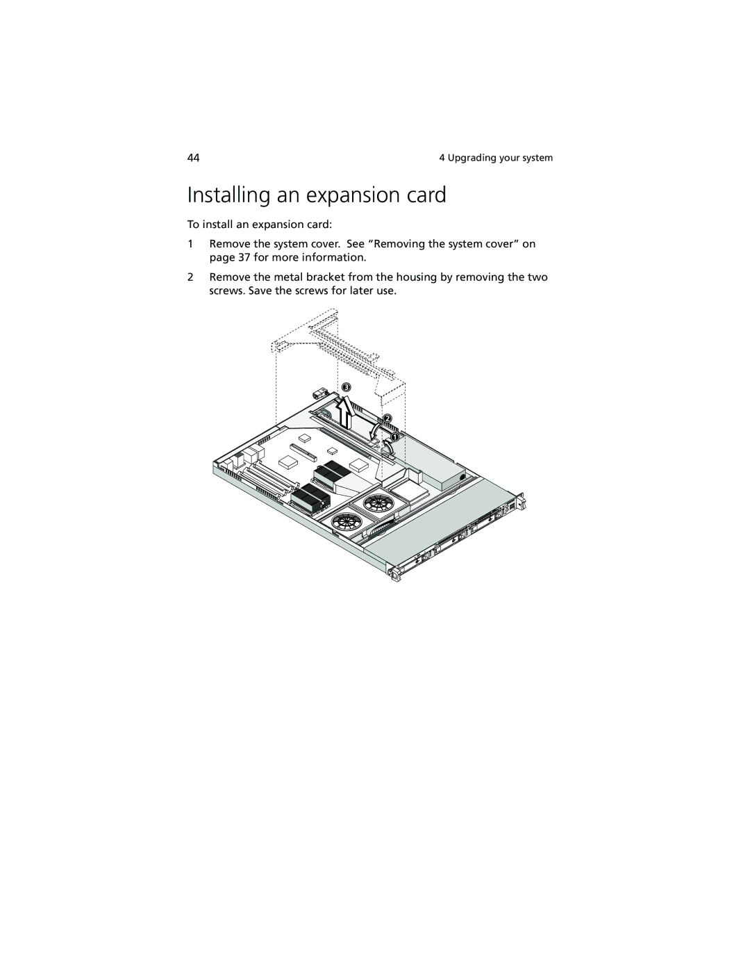 Acer R500 manual Installing an expansion card 