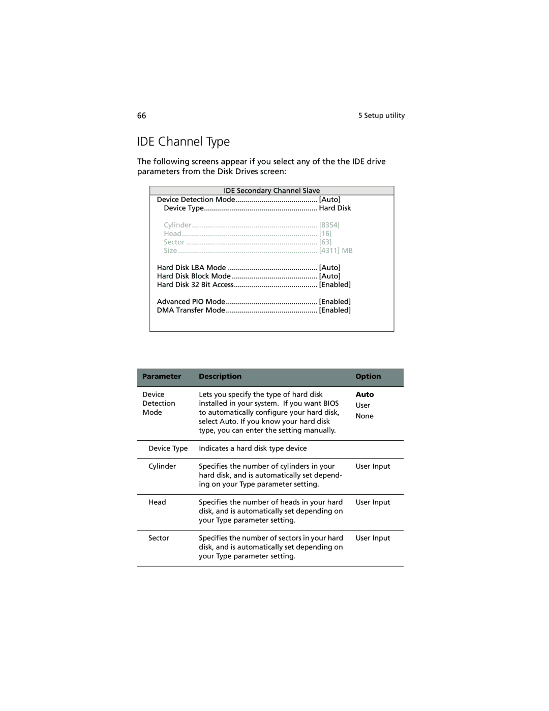 Acer R500 manual IDE Channel Type 