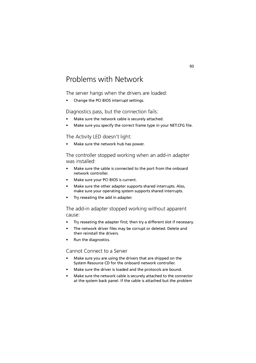 Acer R700 manual Problems with Network 