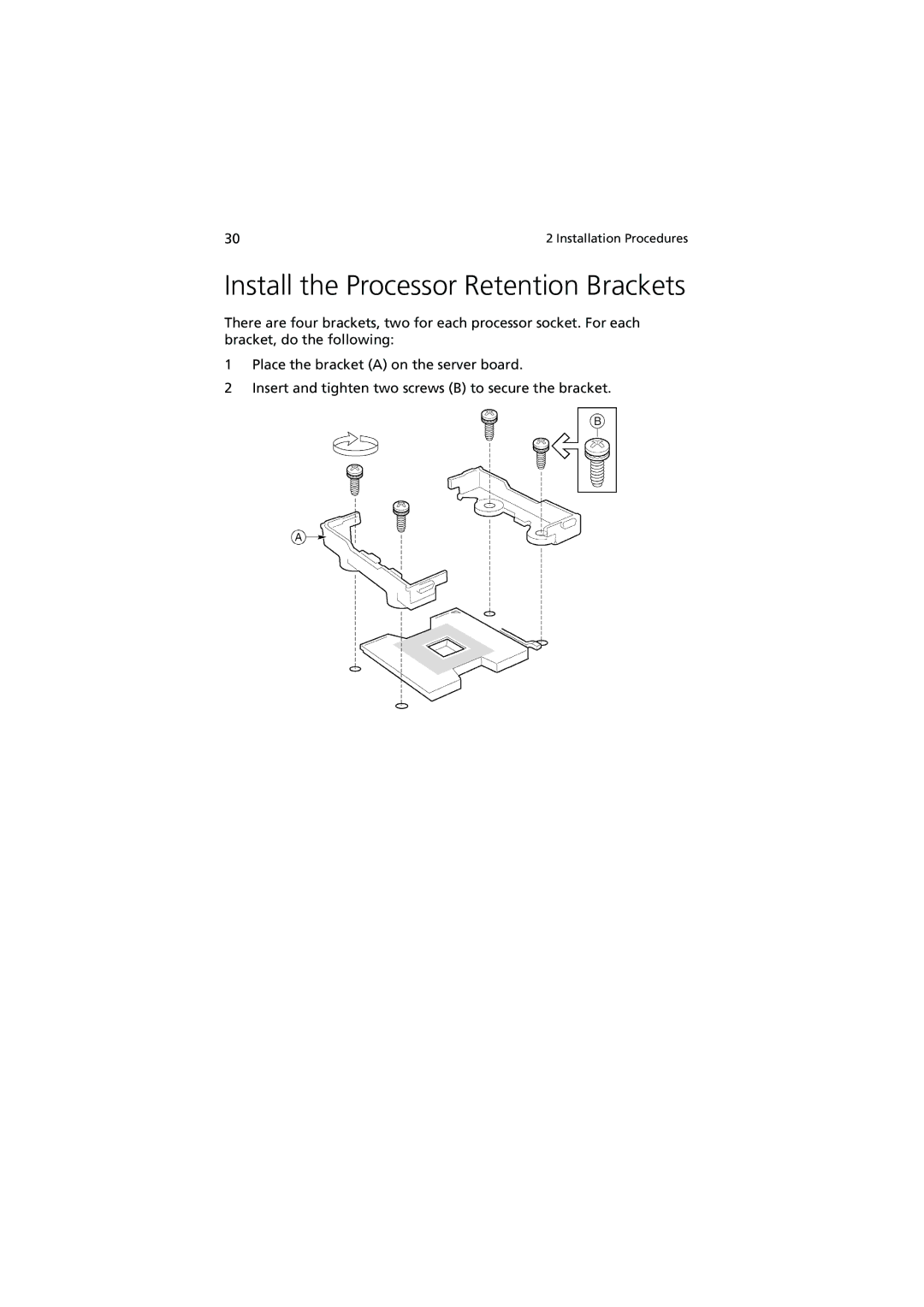 Acer R700 manual Install the Processor Retention Brackets 