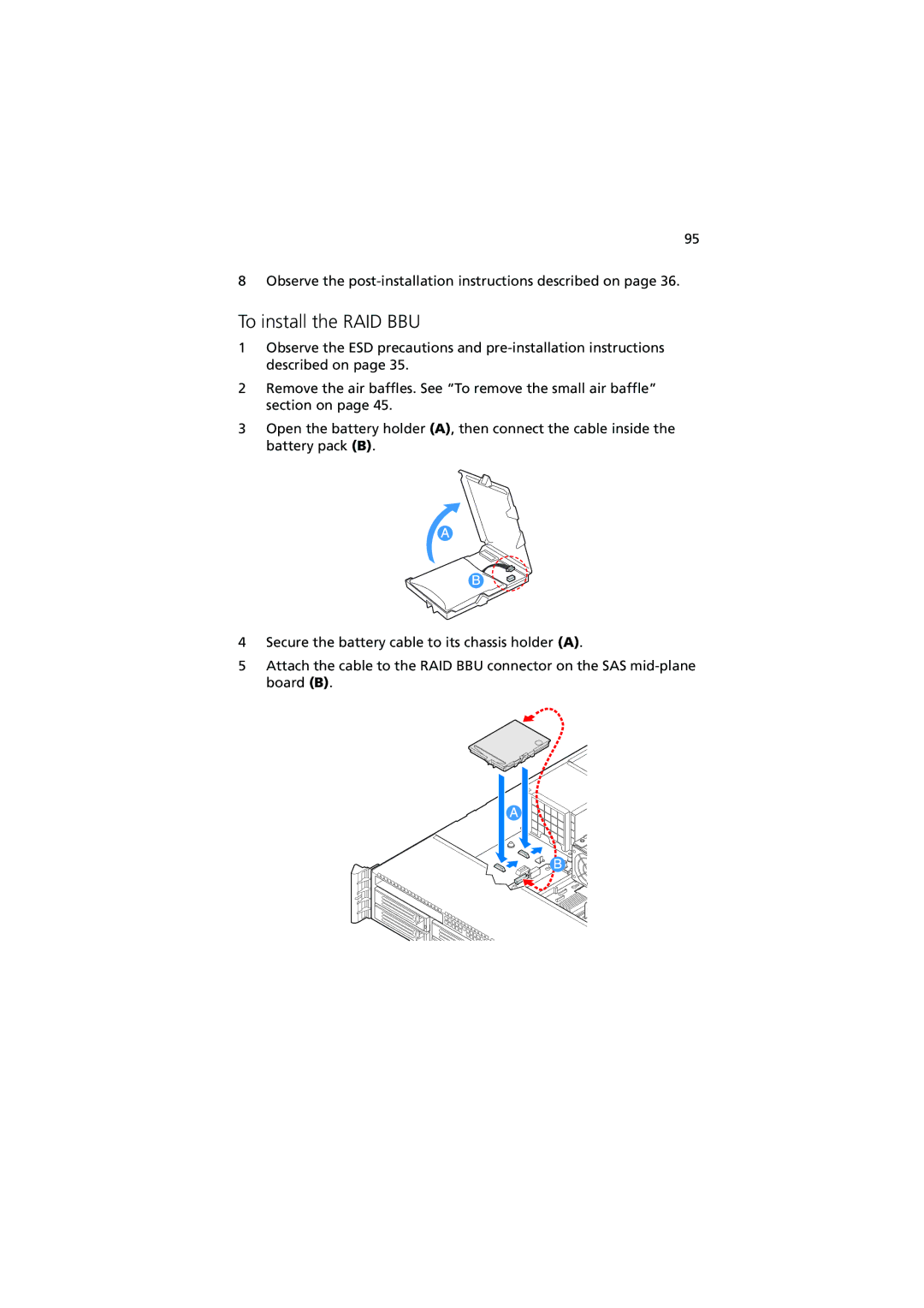 Acer R720 Series manual To install the RAID BBU 