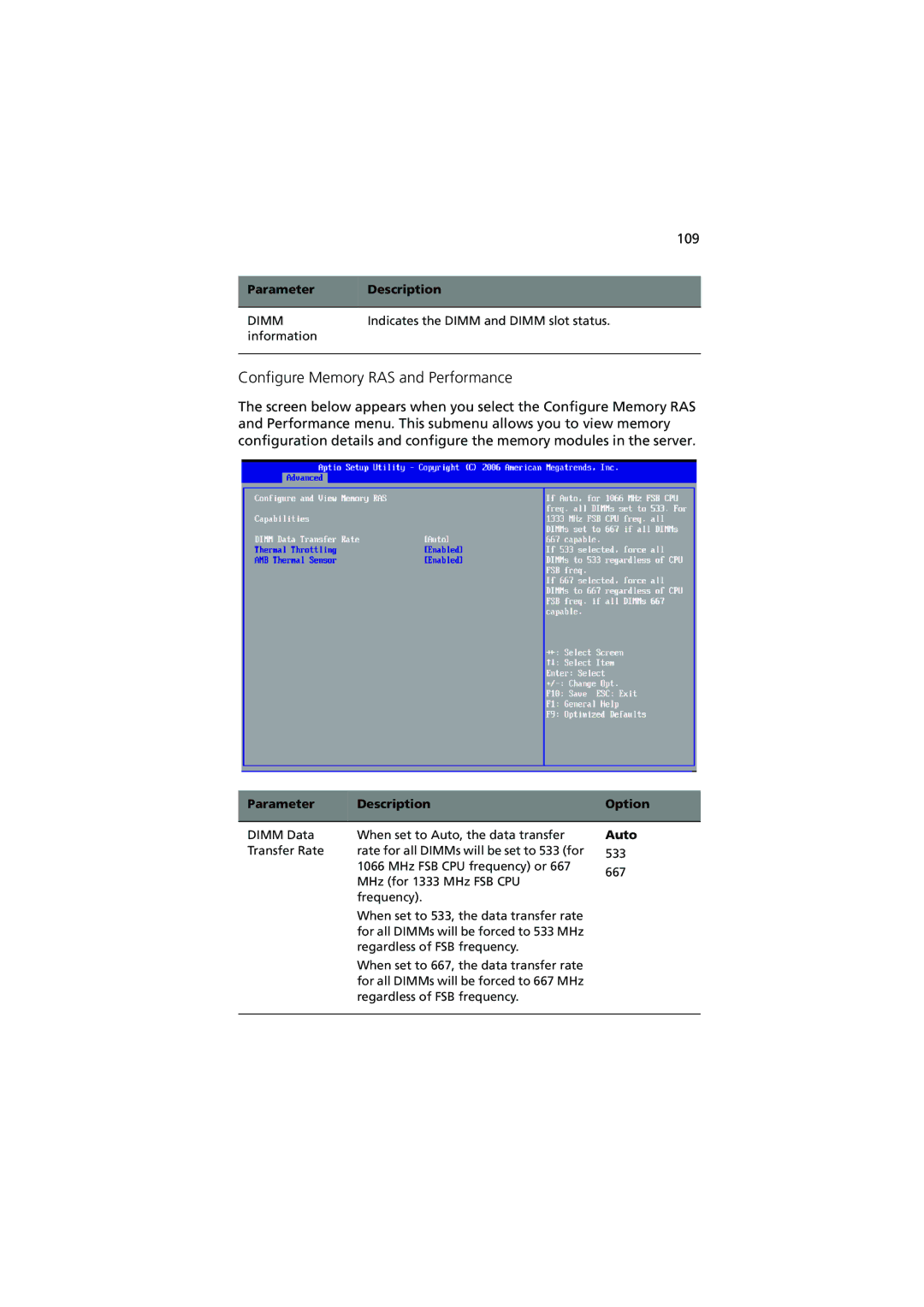 Acer R720 Series manual Configure Memory RAS and Performance, 109 