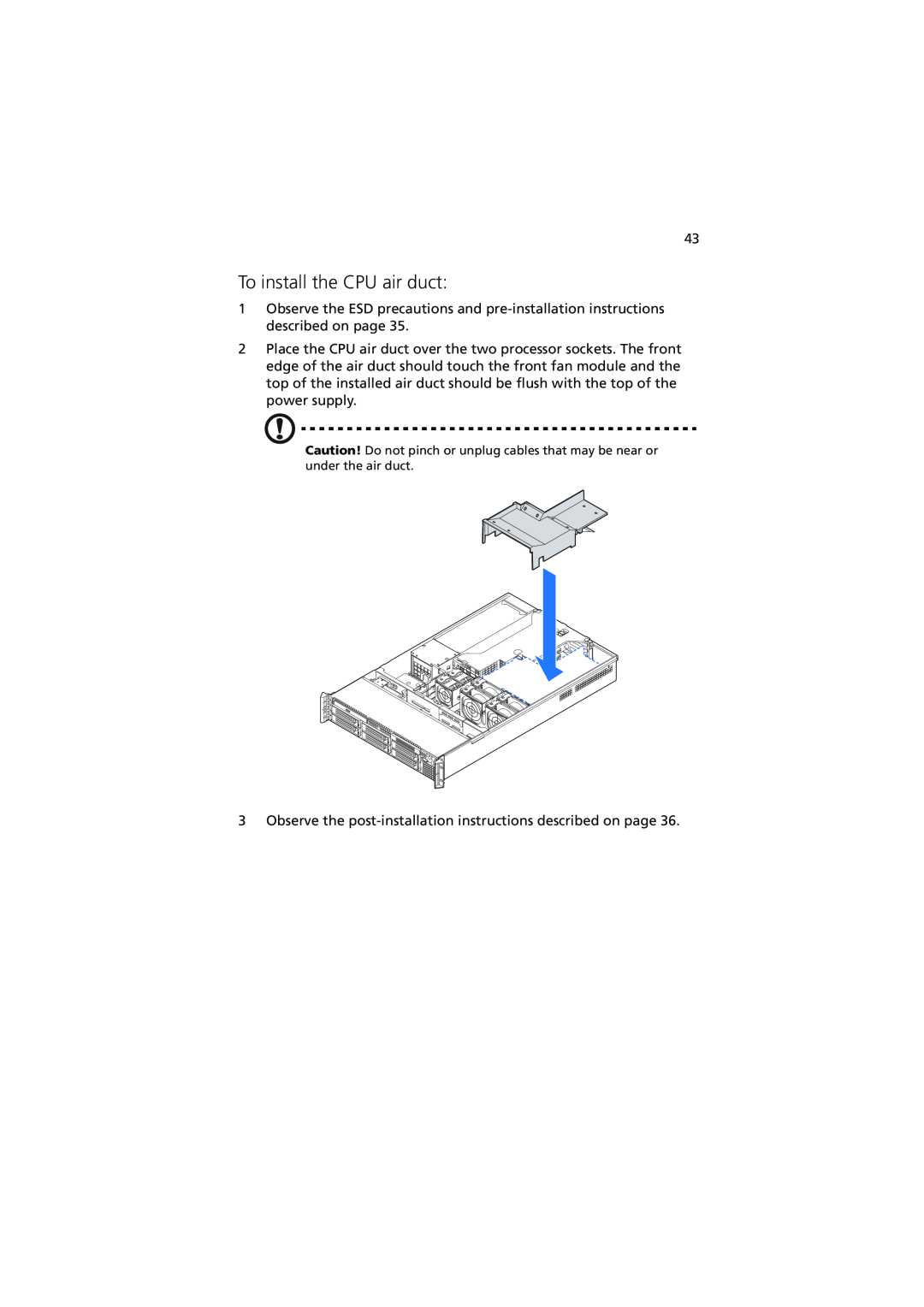 Acer R720 Series manual To install the CPU air duct 