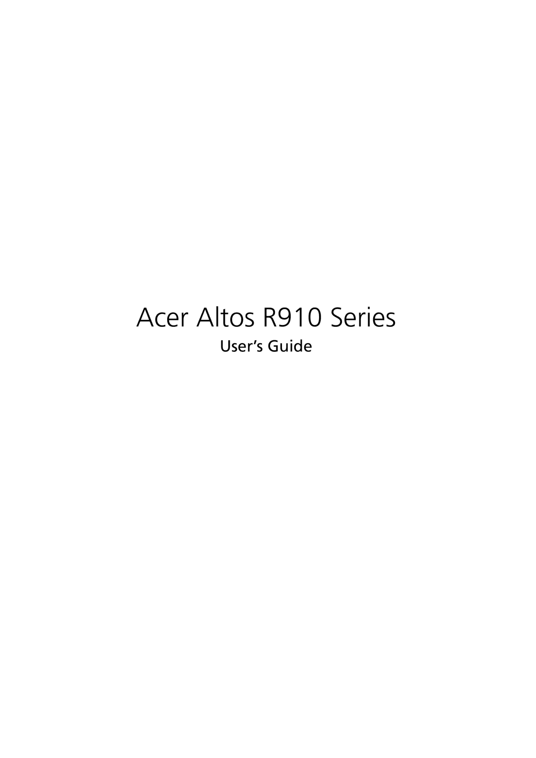 Acer manual Acer Altos R910 Series, User’s Guide 