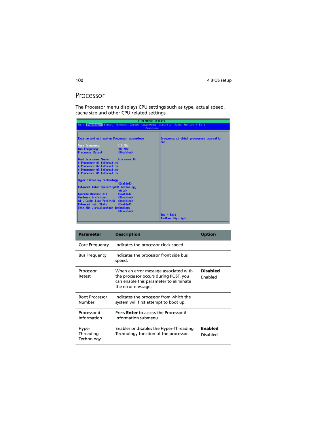 Acer R910 Series manual Processor, Disabled 