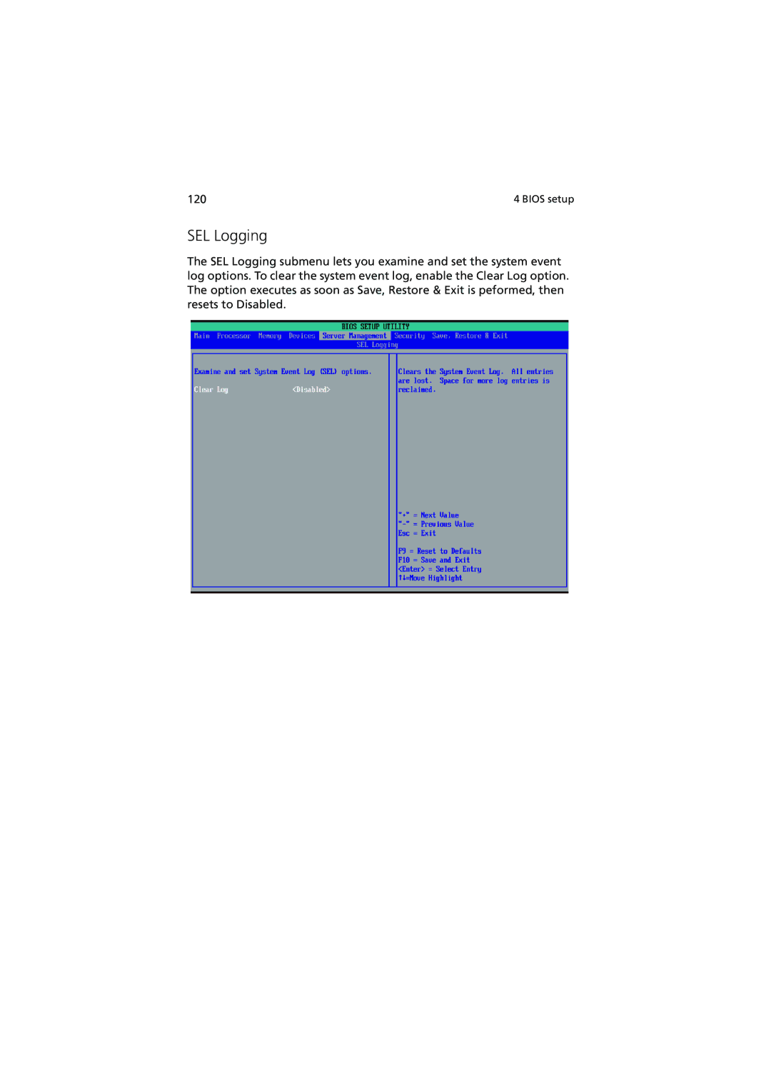 Acer R910 Series manual SEL Logging 