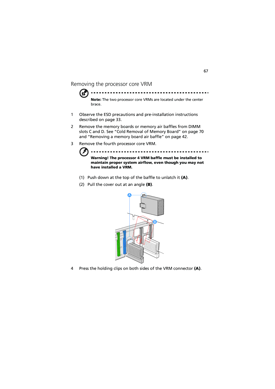 Acer R910 Series manual Removing the processor core VRM 