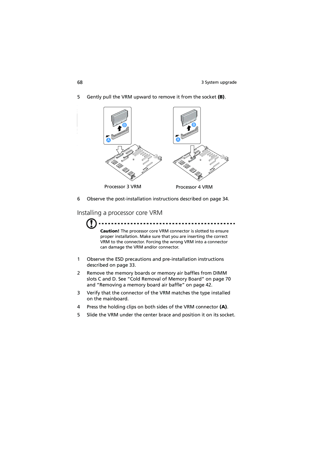 Acer R910 Series manual Installing a processor core VRM 