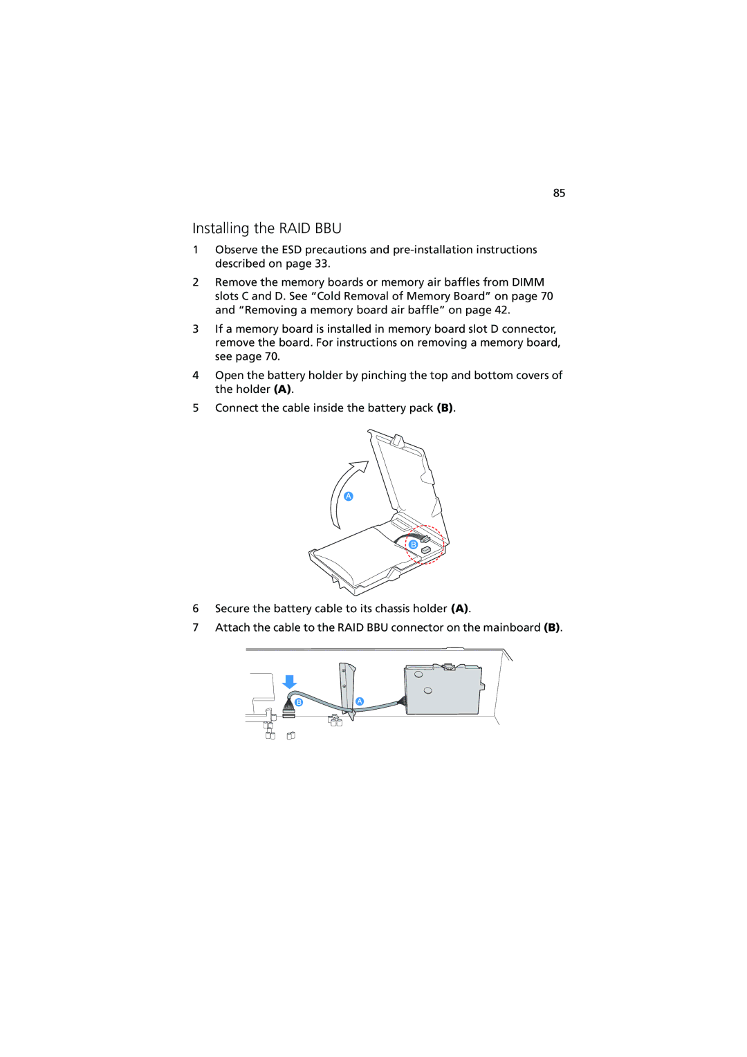 Acer R910 Series manual Installing the RAID BBU 