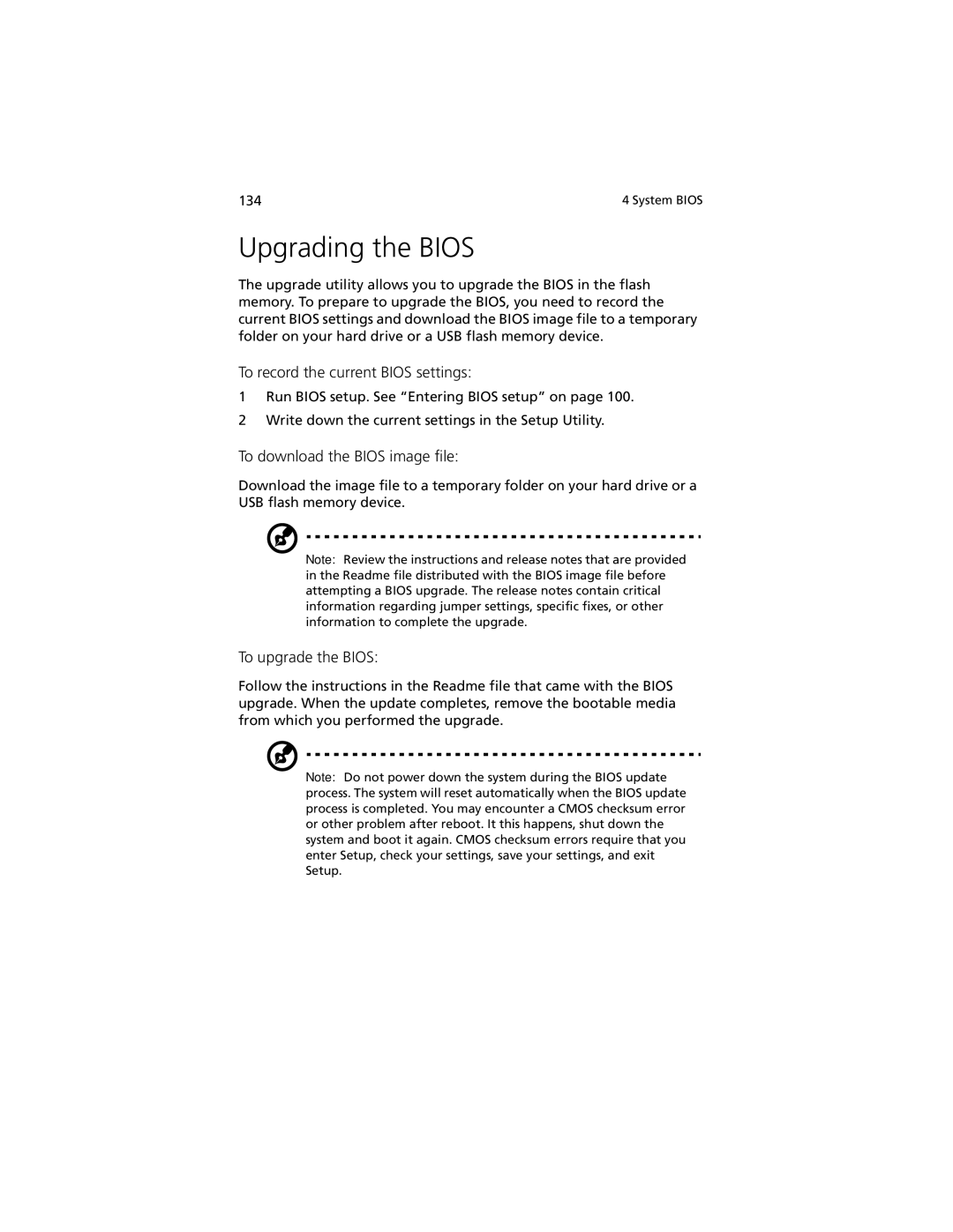 Acer R920 Series manual Upgrading the Bios, To record the current Bios settings, To download the Bios image file 