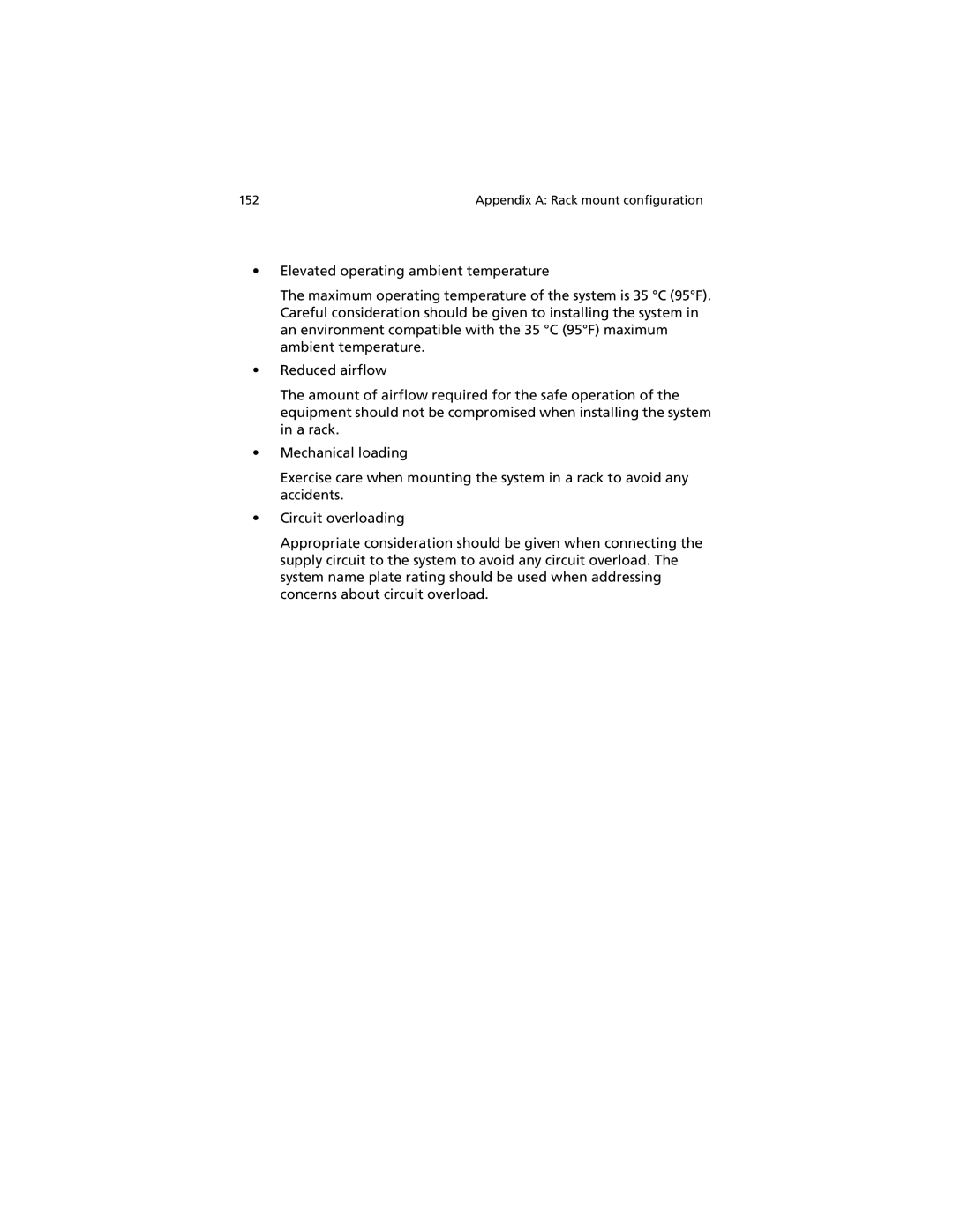 Acer R920 Series manual Appendix a Rack mount configuration 