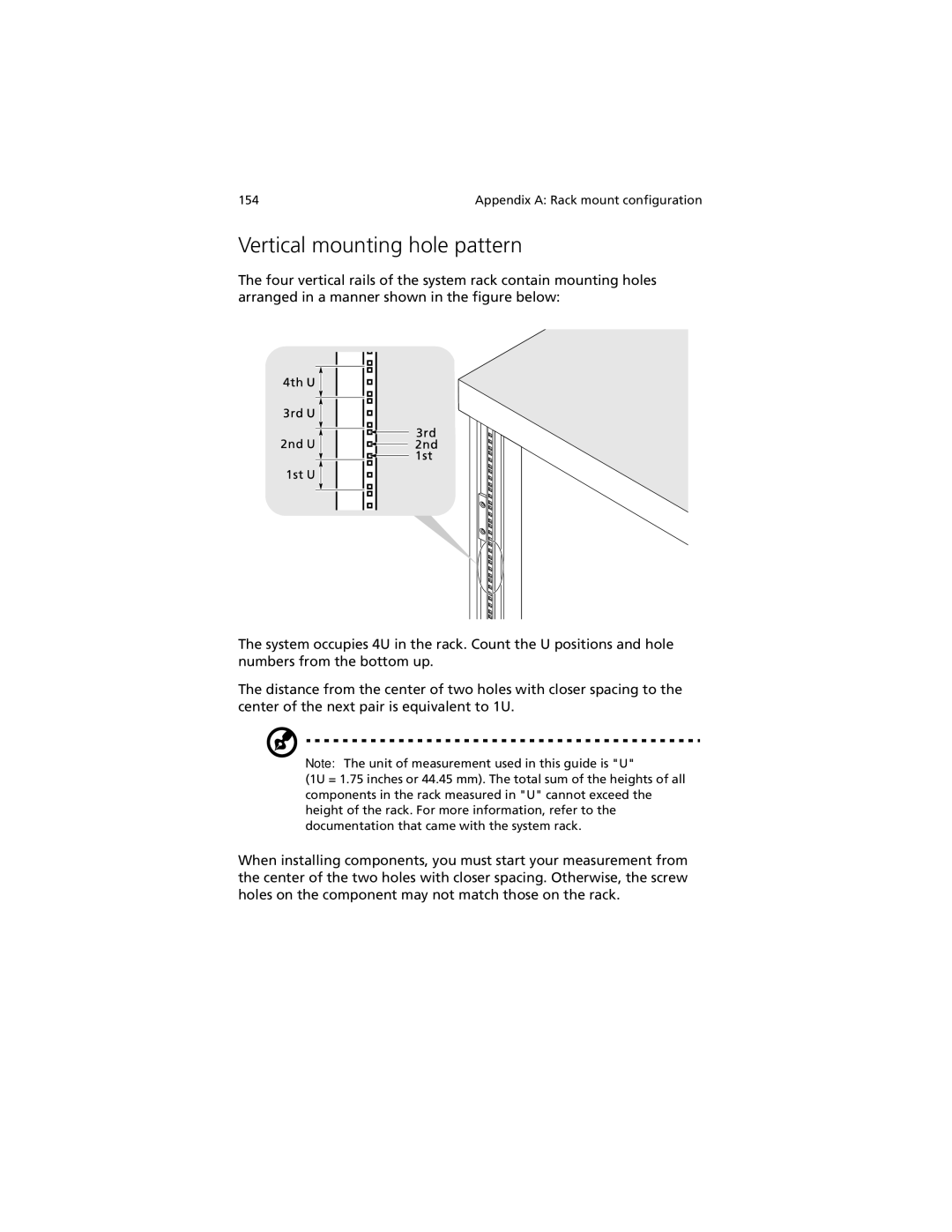 Acer R920 Series manual Vertical mounting hole pattern 