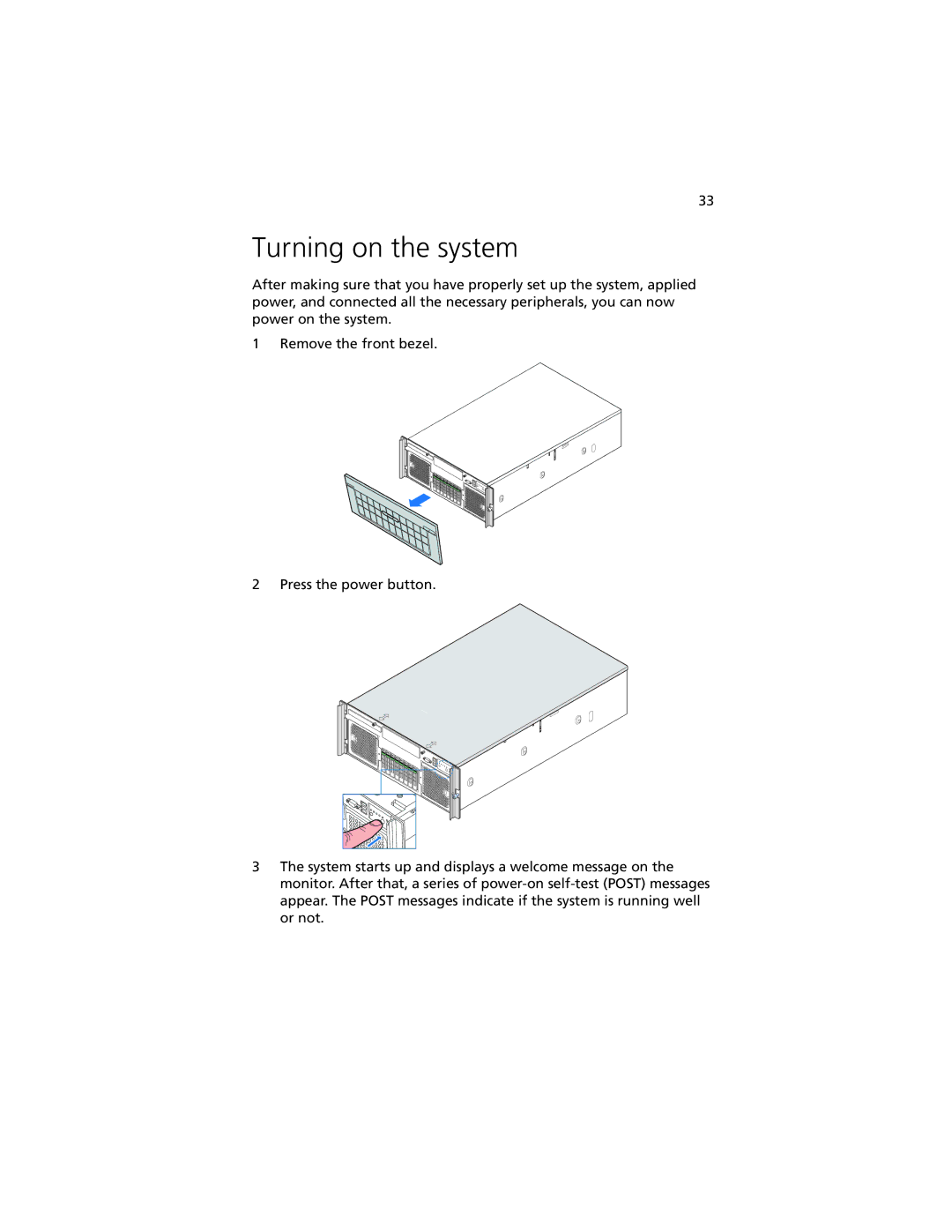 Acer R920 Series manual Turning on the system 