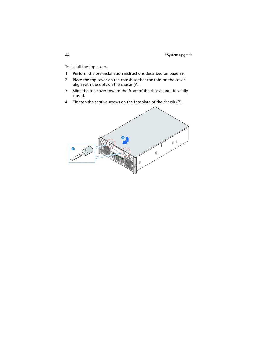 Acer R920 Series manual To install the top cover 