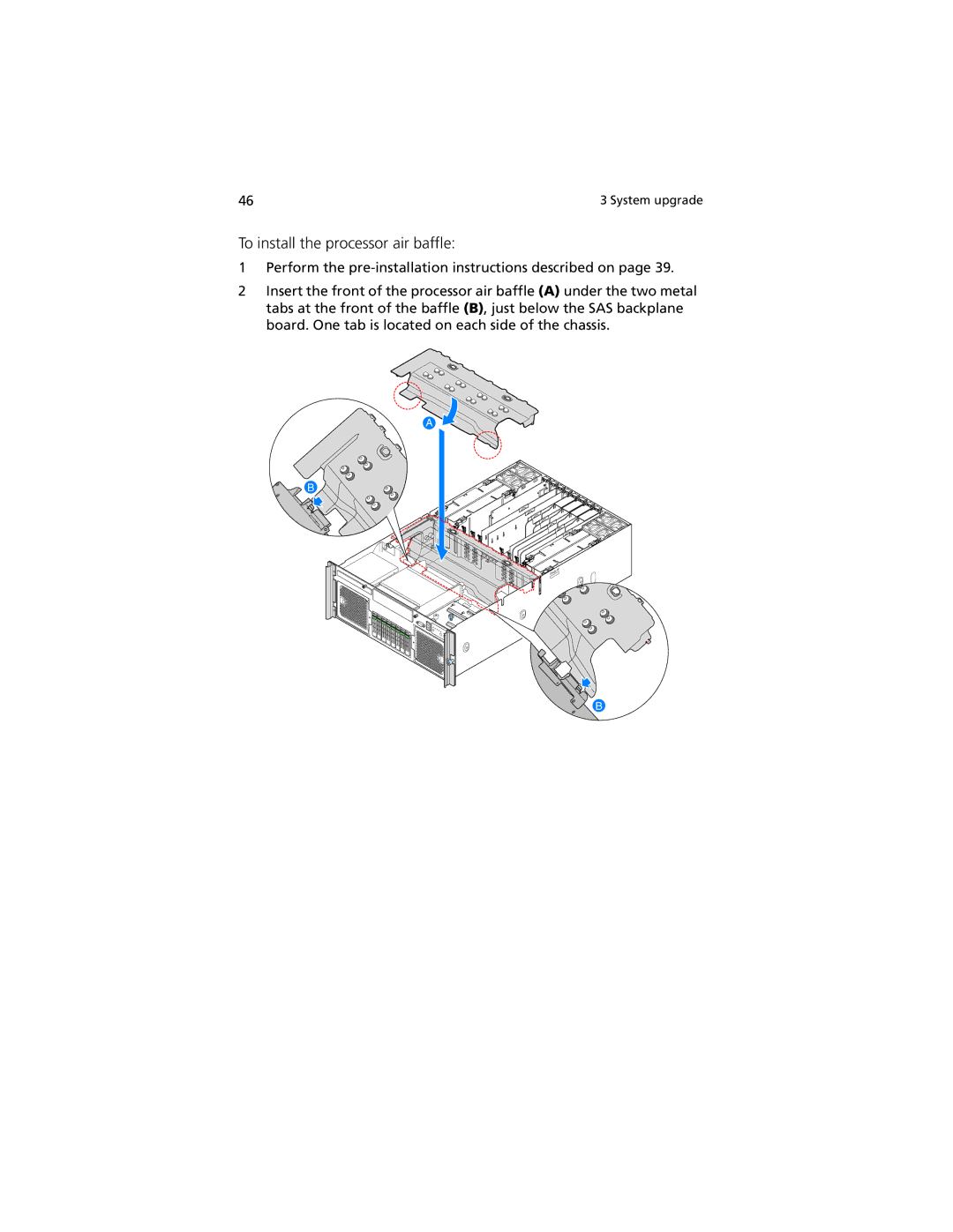 Acer R920 Series manual To install the processor air baffle 