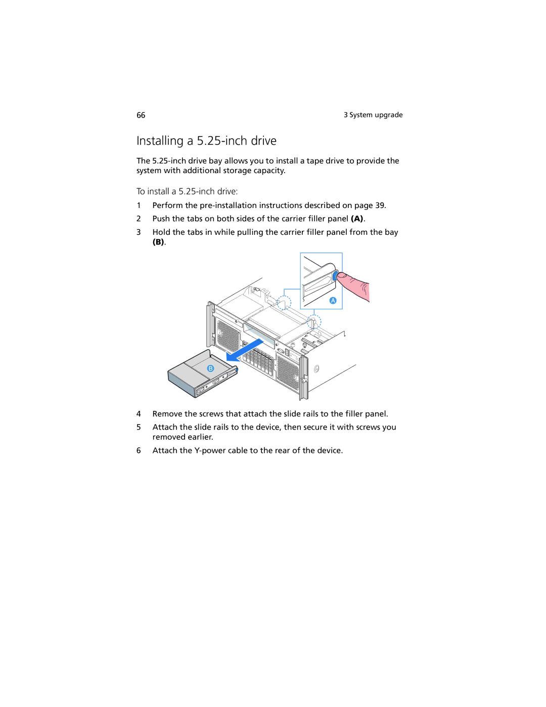 Acer R920 Series manual Installing a 5.25-inch drive, To install a 5.25-inch drive 