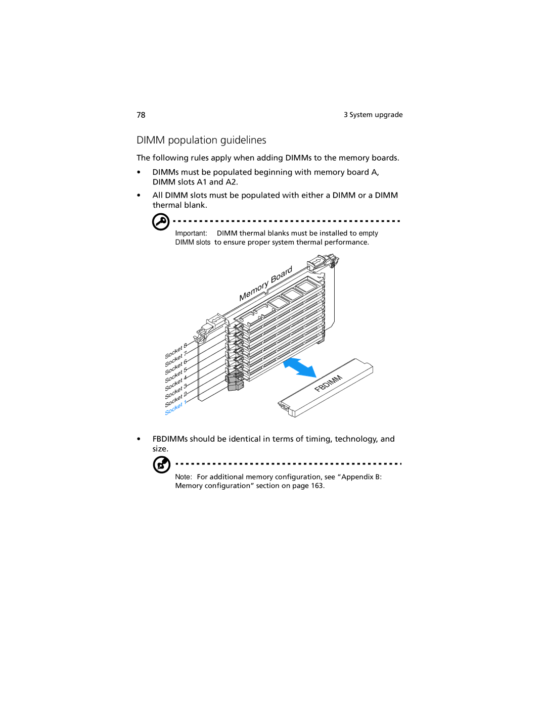 Acer R920 Series manual Dimm population guidelines 