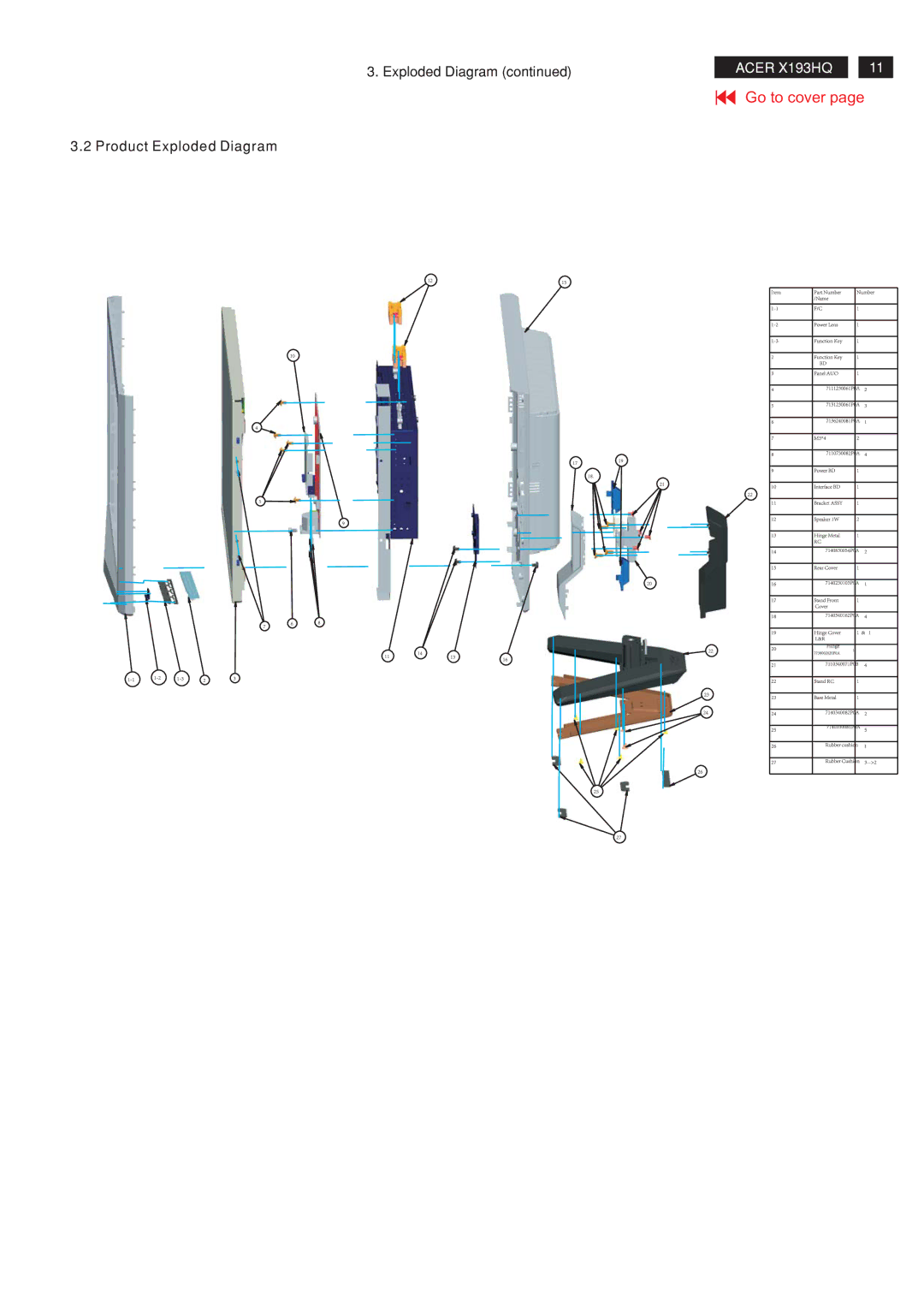 Acer RA19WAANU service manual Exploded Diagram Product Exploded Diagram 