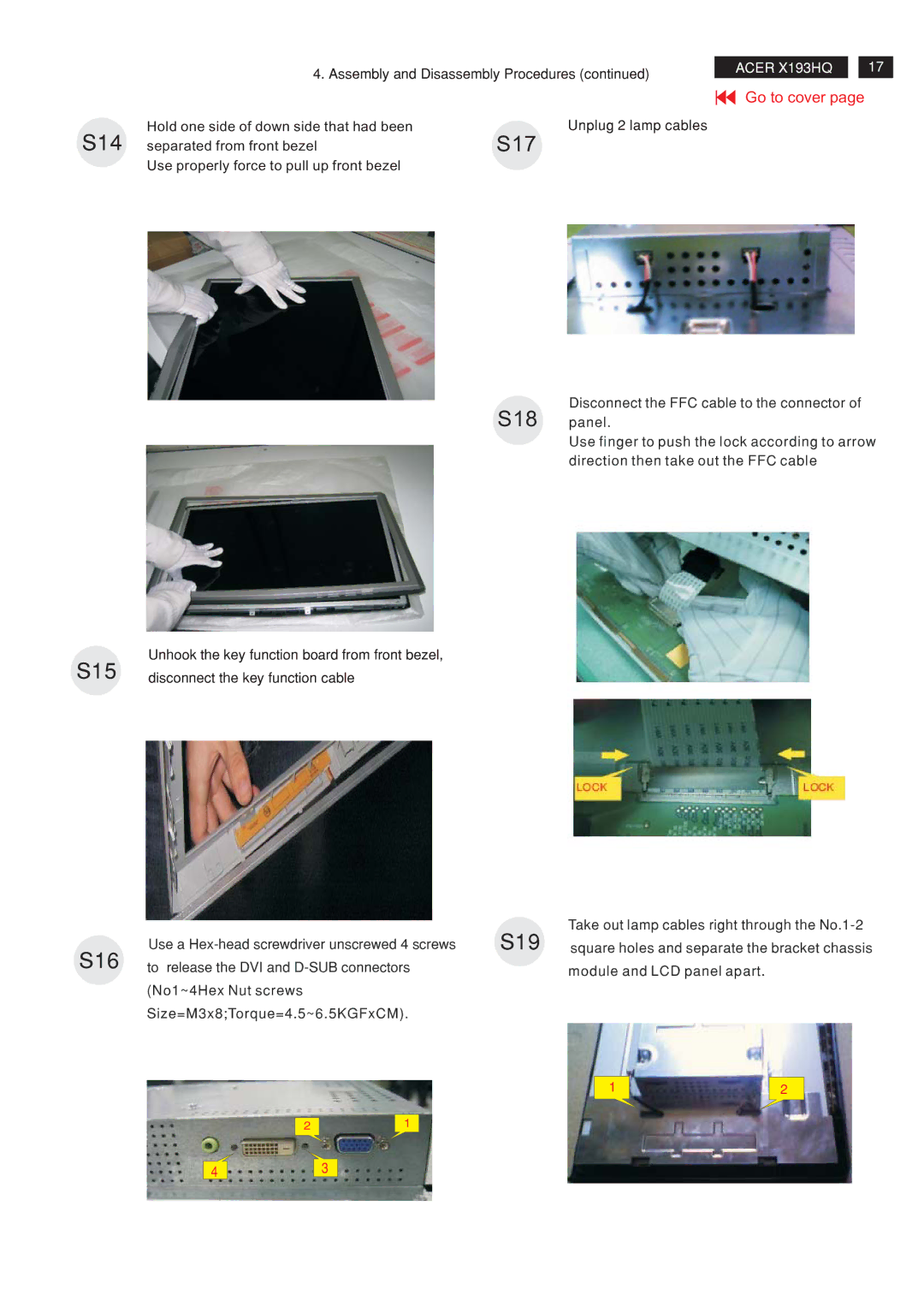 Acer RA19WAANU service manual S14 S15 S16, Use properly force to pull up front bezel 