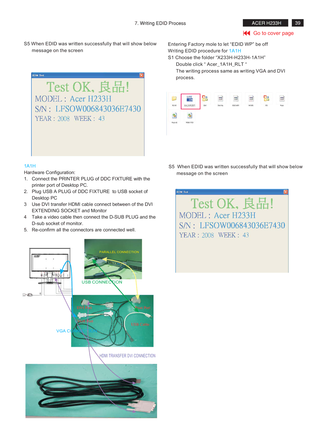 Acer RB23WABAS service manual Hdmi Transfer DVI Connection 