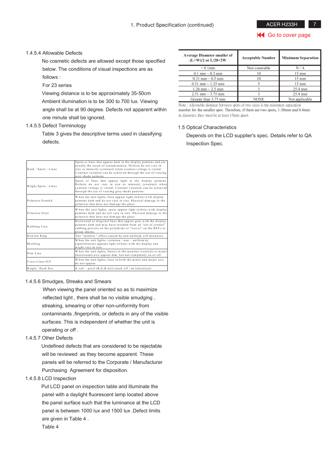 Acer RB23WABAS service manual Diameter, they must be at least 15mm apart 