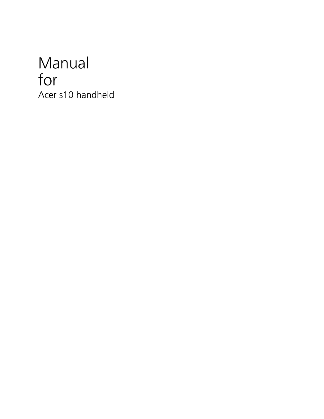 Acer manual Manual for, Acer s10 handheld 