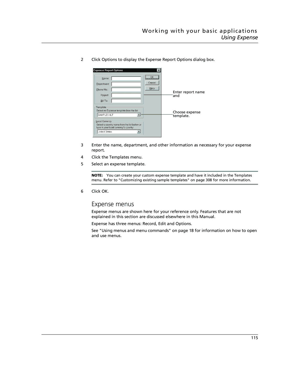 Acer s10 manual Expense menus 