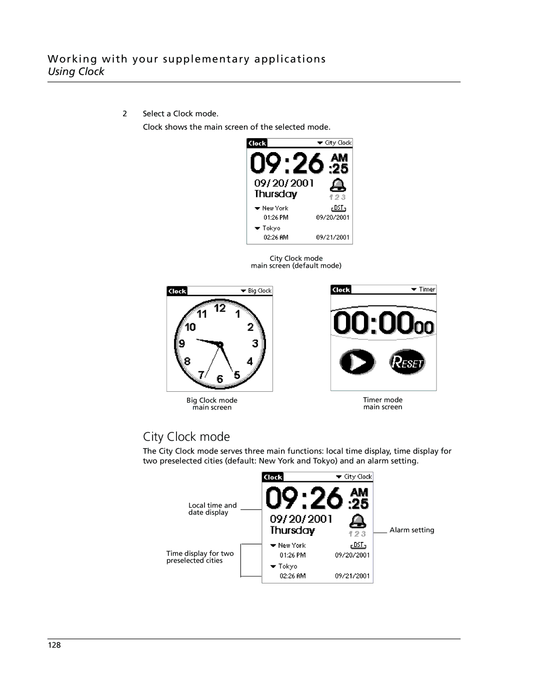 Acer s10 manual City Clock mode 