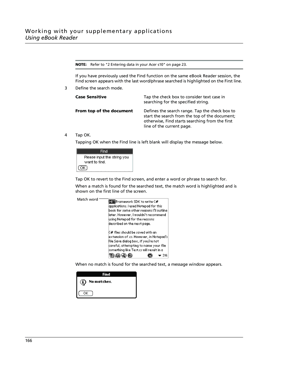 Acer s10 manual Case Sensitive, From top of the document 