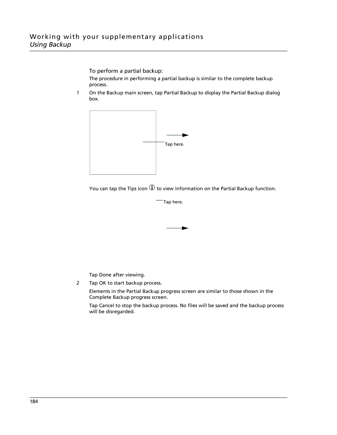 Acer s10 manual To perform a partial backup 